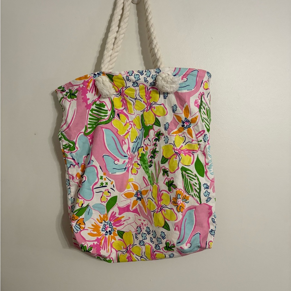 Floral Tote Bag with Rope Handles - Picture 2 of 6